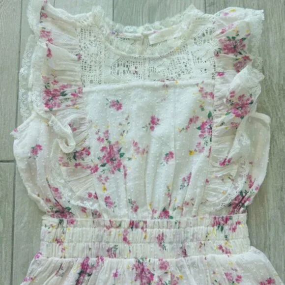 NWOT LoveShackFancy Girls Decker Floral Poplin Lace Dress 7/8Y - Picture 2 of 3